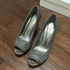 Antonio Melani grey heels with silver sequins under fabric. Size 8